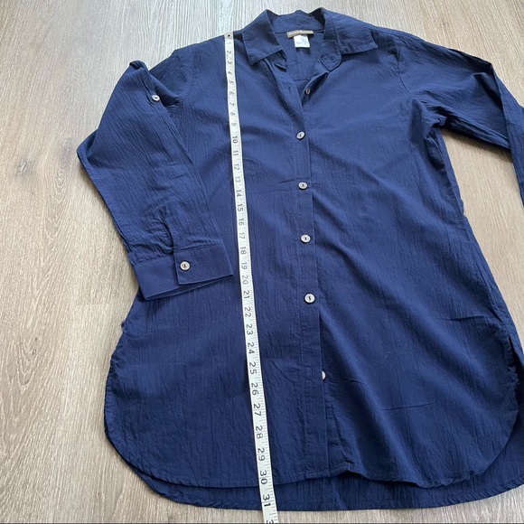 TOMMY BAHAMA navy long sleeve button front tunic coverup - Picture 5 of 9
